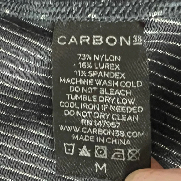 NWOT CARBON38 Flared Shimmer Pant Black Stretchy Metallic Women’s Medium - Picture 10 of 13